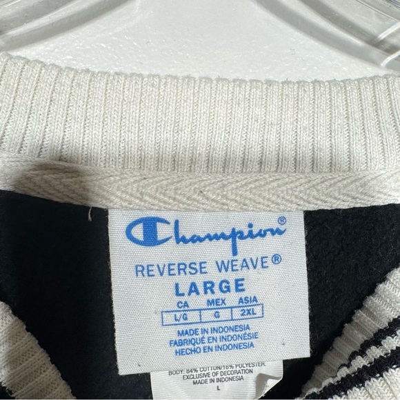 Champion Reverse Weave Sweatshirt Mens Large Relaxed Crewneck Black Oversized - Picture 7 of 8